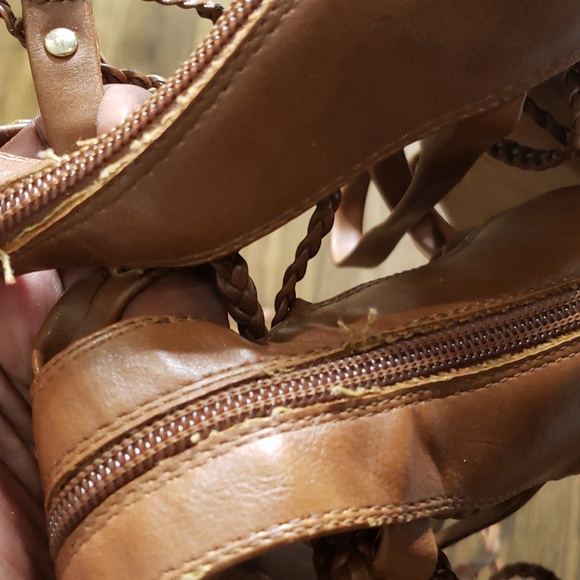 Call It Spring Tall Tan Gladiator Sandals with Gold Accent Heel - Picture 14 of 15